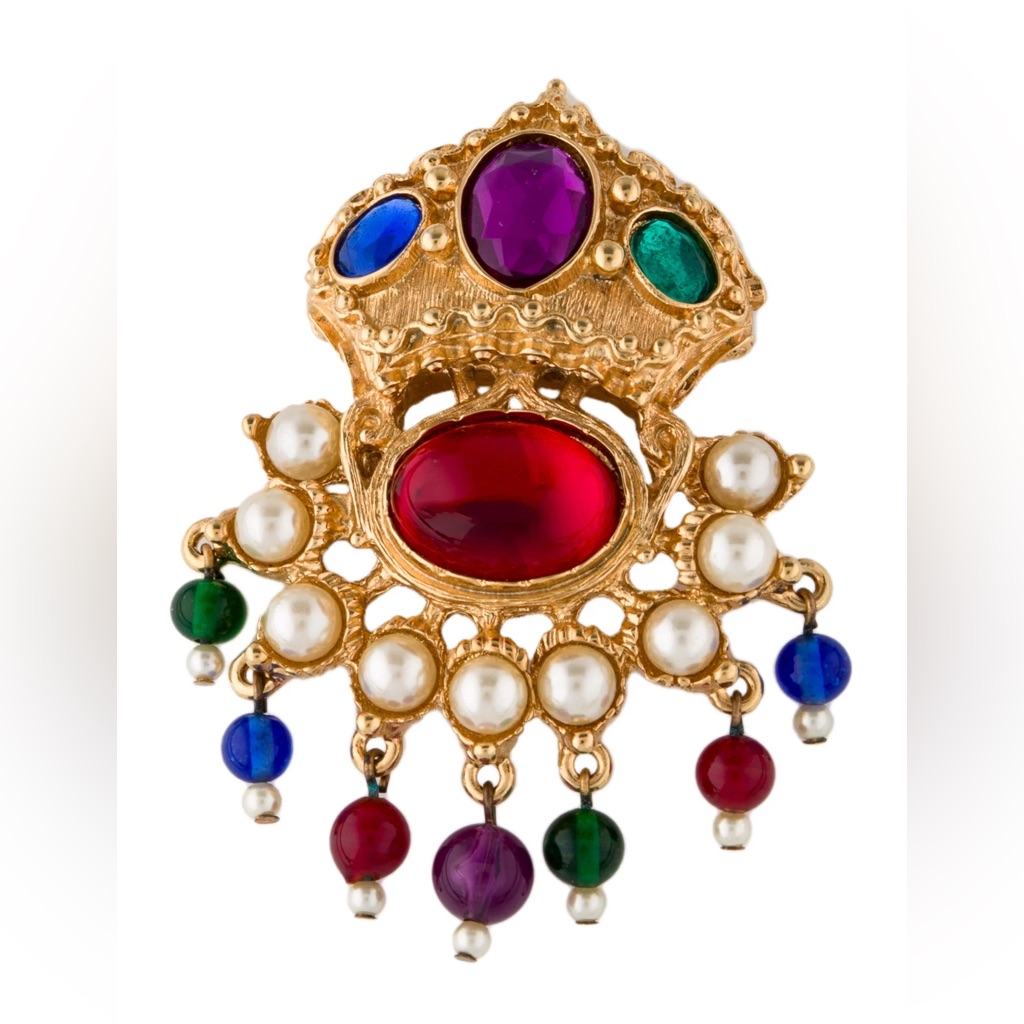 Vtg Rare Kjl Mogul Gripoix Brooch 160$